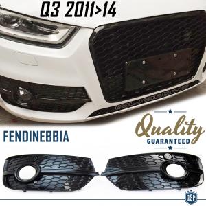 Fog Light Grill Trim for AUDI Q3 RSQ3 (8U) 11>14 | Honeycomb, Black Front Lower Bumper Cover Grille   