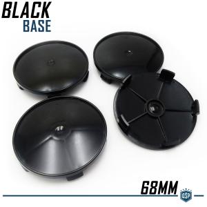 4 BLACK WHEELS HUB CENTER CAPS 68MM for BMW 1 2 3 4 5 6 7 M Z Series in Quality Black ABS, FOR Alloy Wheels