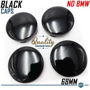 4 Wheels Hub Center Caps 68MM Glossy Black in ABS, for Alloy Wheels