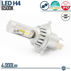 1x Lampada Full LED H4 | Luce Potente Bianco Ghiaccio 6500K 4000LM | Canbus No Error, Plug & Play