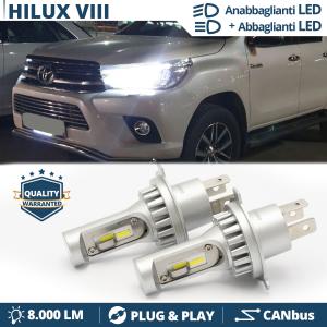 Kit LED H4 Per Toyota Hilux VIII (2015>) Luci Anabbaglianti + Abbaglianti | 6500K 8000LM | Plug & Play