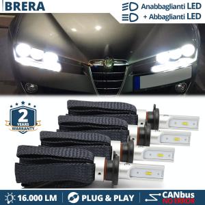 Feux de CROISEMENT + ROUTE LED pour Alfa BRERA (06-10) | Conversion Lumière Blanche 6.500K, CANbus