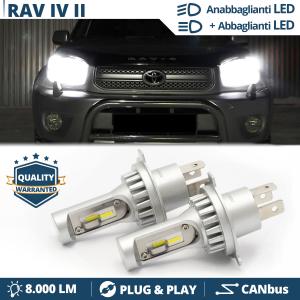 Kit LED H4 Per Toyota RAV 4 II (00-05) Luci Anabbaglianti + Abbaglianti | 6500K 8000LM | Plug & Play