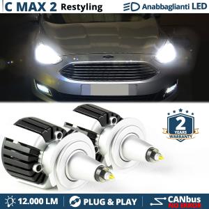 H7 LED Kit for Ford C-Max 2 Facelift from 2015 Low Beam | Led Bulbs Ice White CANbus 55W | 6500K 12000LM