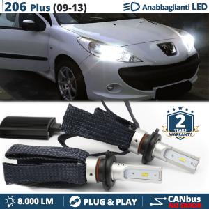 H7 LED Kit für Peugeot 206 Plus Abblendlicht CANbus Birnen | 6500K Weißes Eis 8000LM