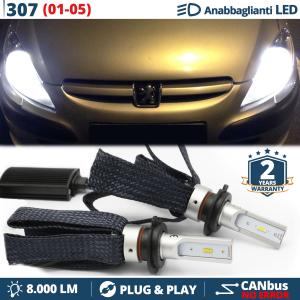 H7 LED Kit for Peugeot 307 01-05 Low Beam CANbus Bulbs | 6500K Cool White 8000LM