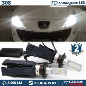 H7 LED Kit für Peugeot 308 Abblendlicht CANbus Birnen | 6500K Weißes Eis 8000LM