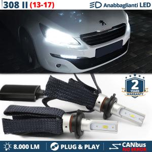 H7 LED Kit für Peugeot 308 2 Abblendlicht CANbus Birnen | 6500K Weißes Eis 8000LM