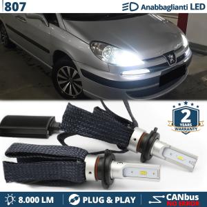 H7 LED Kit für Peugeot 807 Abblendlicht CANbus Birnen | 6500K Weißes Eis 8000LM