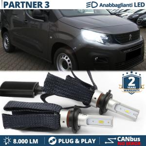 H7 LED Kit for Peugeot Partner 3 Low Beam CANbus Bulbs | 6500K Cool White 8000LM