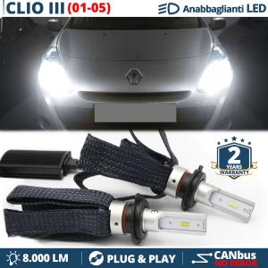 Kit LED H7 pour Renault CLIO 3 Phase 2 Feux de Croisement CANbus | 6500K Blanc Pur 8000LM
