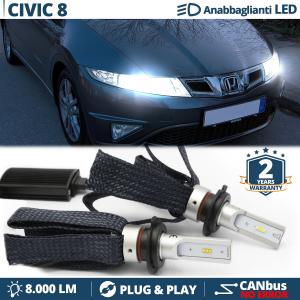 H7 LED Kit für Honda CIVIC 8 Abblendlicht CANbus Birnen | 6500K Weißes Eis 8000LM