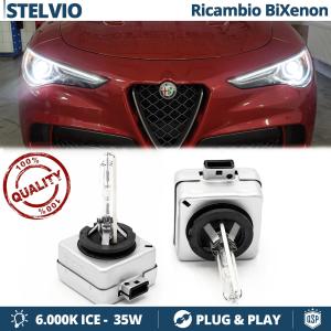2x D3S Bi-Xenon Replacement Bulbs for ALFA ROMEO STELVIO HID 6.000K White Ice 35W 