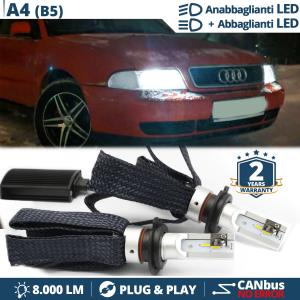 Kit LED H4 pour Audi A4 B5 94-99 Feux de Croisement + Route | 6500K 8000LM CANbus