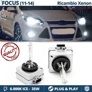 2x D3S Bi-Xenon Replacement Bulbs for FORD FOCUS Mk3 11-14 HID 6.000K White Ice 35W 