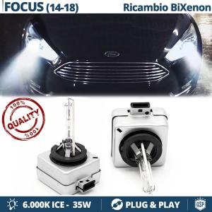 2x D3S Bi-Xenon Replacement Bulbs for FORD FOCUS Mk3 Facelift HID 6.000K White Ice 35W 