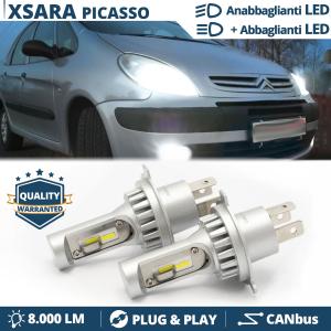 Kit LED H4 Per CITROEN XSARA PICASSO Luci Anabbaglianti + Abbaglianti 6500K | Plug & Play CANbus