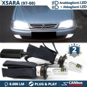H4 LED Kit für CITROEN XSARA 97-00 Abblendlicht + Fernlicht | 6500K Weiss Eis 8000LM CANbus