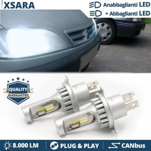 Kit LED H4 Per CITROEN XSARA Pre-Restyling Luci Anabbaglianti + Abbaglianti 6500K | CANbus