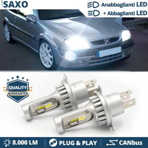 Kit LED H4 Per CITROEN SAXO Anabbaglianti + Abbaglianti Luci Bianche 6500K | Plug & Play CANbus