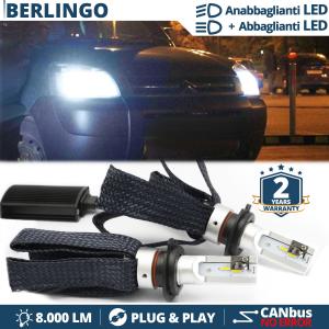 H4 LED Kit für CITROEN BERLINGO Facelift Abblendlicht + Fernlicht | 6500K Weiss Eis 8000LM CANbus