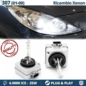 2x D1S Xenon Replacement Bulbs for PEUGEOT 307 HID 6.000K White Ice 35W 