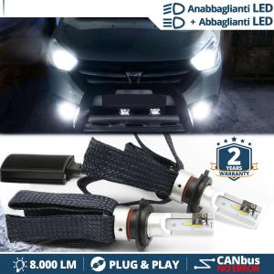H4 LED Kit für Dacia DOKKER, LODGY Abblendlicht + Fernlicht | 6500K Weiss Eis 8000LM CANbus