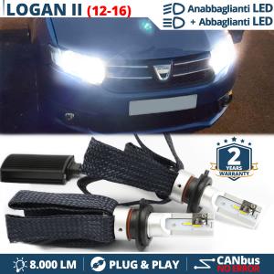 H4 LED Kit für Dacia LOGAN 2 12-16 Abblendlicht + Fernlicht | 6500K Weiss Eis 8000LM CANbus