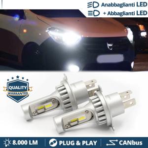 H4 Led Kit for Dacia DOKKER, LODGY Low + High Beam 6500K 8000LM | Plug & Play CANbus