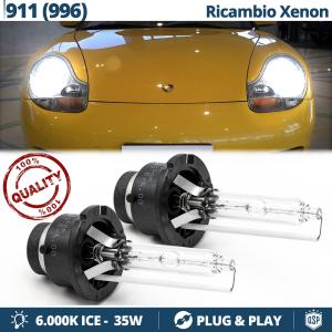 Coppia Lampadine di Ricambio Xenon D2S per PORSCHE 911 (996) Luci Bianco Ghiaccio 6000K 35W