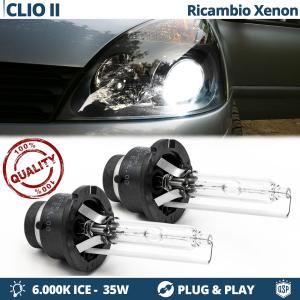 Coppia Lampadine di Ricambio Xenon D2S per RENAULT CLIO 2 Luci Bianco Ghiaccio 6000K 35W