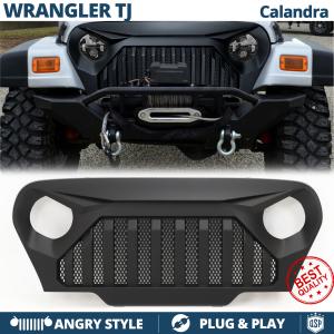 Front Grille for JEEP WRANGLER TJ | Angry Style, ABS + Rear Stainless STEEL Mesh Hood