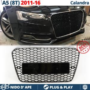 Parrilla REJILLA Delantera para AUDI A5 8T3 Facelift (11-16) | Nido de Abeja, Negro Brillante