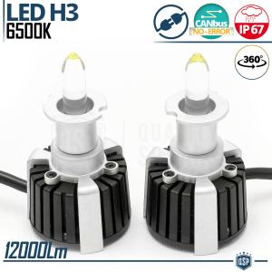 Kit Lampadine LED H3 al Quarzo per Auto CANbus 55W | Luci LED Bianche Potenti 6500K 