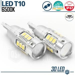 2x Bombillas LED T10 W5W Canbus con Lente | Luz 360° Blanco Frío 6500K | Plug & Play