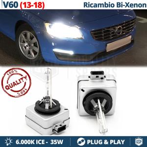 Coppia Lampadine di Ricambio Bi-Xenon D3S per VOLVO V60 I Luci Bianco Ghiaccio 6000K 35W