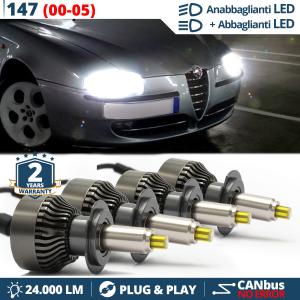 Kit LED LUCES DE CRUCE + CARRETERA para Alfa Romeo 147 (00-05) | CANbus, Luz Blaca 6500K 