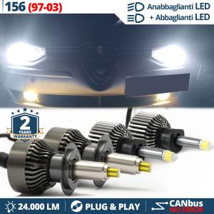 LED Kit ABBLENDLICHT + FERNLICHT für Alfa Romeo 156 (97-03) | CANbus, Weisses Licht 6500K 