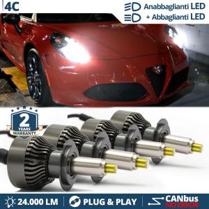 Kit LED FEUX DE CROISEMENT + ROUTE pour Alfa Romeo 4C | CANbus, Lumière Blanche 6500K 