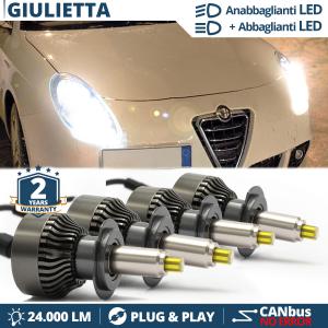 LED Bulbs LOW + HIGH BEAM for Alfa Romeo GIULIETTA (10-18) | CANbus, White Light 6500K Professional