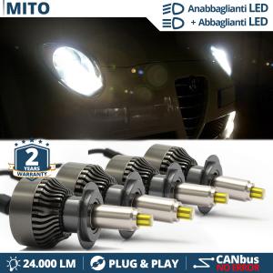 LED Bulbs LOW + HIGH BEAM for Alfa Romeo MITO | CANbus, White Light 6500K Professional