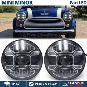 2 Full LED 7" Inches Headlights for MINI-MINOR VINTAGE 6500K Ice White | Parking Lights + Low + High Beam