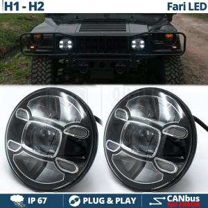2 Full LED 7" Inches Headlights for HUMMER H1 H2 6500K Ice White | Parking Lights + Low + High Beam
