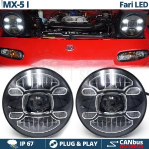 2 Full LED 7" Inches Headlights for MAZDA MX-5 1 (NA) 6500K Ice White | Parking Lights + Low + High Beam