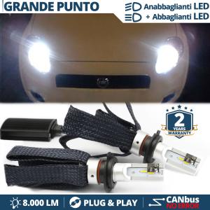 H4 LED Kit für FIAT GRANDE PUNTO Abblendlicht + Fernlicht | 6500K Weiss Eis 8000LM CANbus