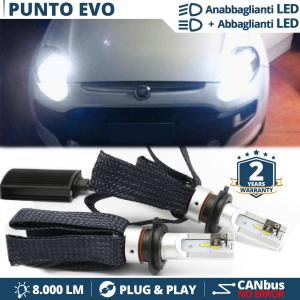 Kit LED H4 para FIAT PUNTO EVO Luces de Cruce + Carretera | 6500K 8000LM CANbus