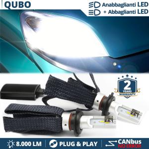 H4 LED Kit für FIAT QUBO Abblendlicht + Fernlicht | 6500K Weiss Eis 8000LM CANbus