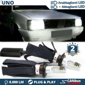 Lampade LED H4 per FIAT UNO Anabbaglianti + Abbaglianti CANbus | 6500K Bianco Ghiaccio