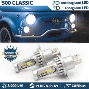 Kit LED H4 Per FIAT 500 d' Epoca (36-75) Anabbaglianti + Abbaglianti 6500K 8000LM | Plug & Play