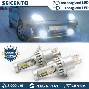 Kit LED H4 Per FIAT Seicento Luci Anabbaglianti + Abbaglianti 6500K 8000LM | Plug & Play CANbus